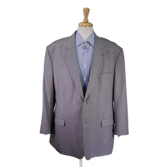 Oak Hill Blazer Gray Taupe Gingham Check 2-Btn Sportcoat Jacket 50 52 2XL - Picture 1 of 10